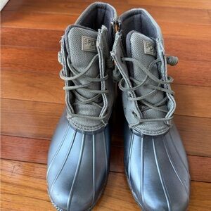 Sperry Metallic Gray Lace-Up Boots